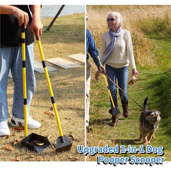 2 in 1 Dog Pooper Scooper, Tray & Rake Poop Scooper Set, Long Handle - Picture 7 of 7